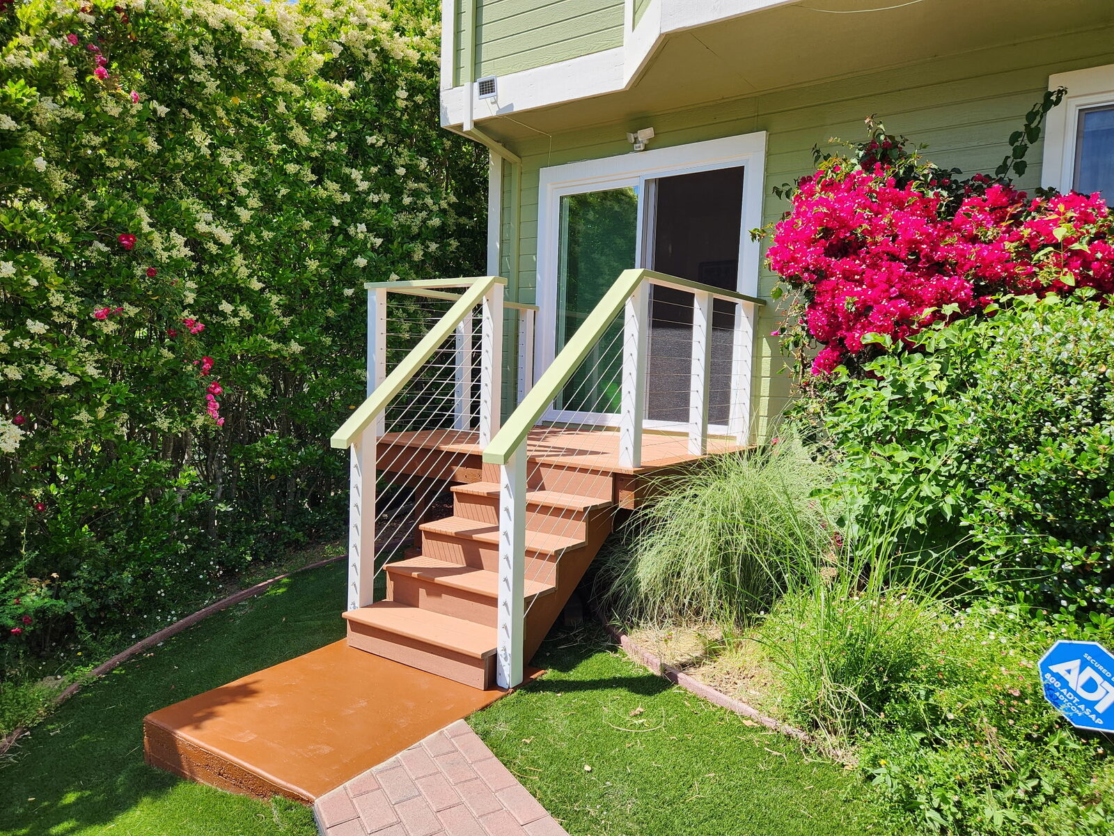 Redwood deck with cable rail